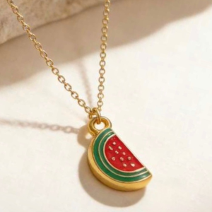 Stainless Steel Watermelon Fruit Pendant Necklace
