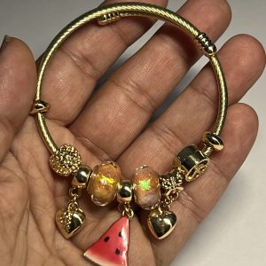 Stainless Steel Watermelon Slice Bracelet-Gold