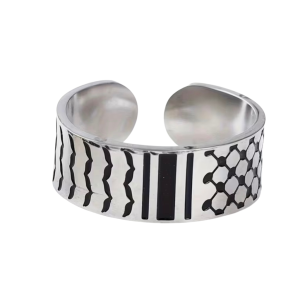Stainless Steel Keffyieh Open Ring - Silver