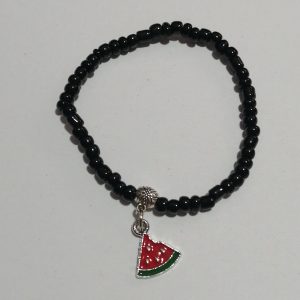 Watermelon Slice Beaded Stretch Bracelet Black