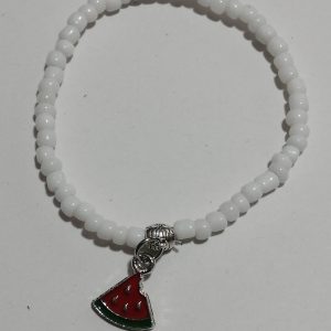 Watermelon Slice Beaded Stretch Bracelet White