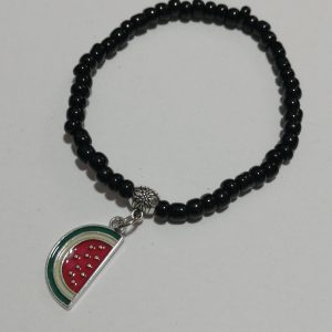 Watermelon Half Beaded Stretch Bracelet Black