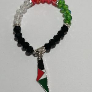 Palestine Horisontal Flag Map Beaded Stretch Bracelet