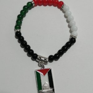 Palestine Squared Flag  Beaded Stretch Bracelet