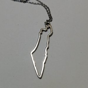 Stainless Steel large Hollow Palestine Map Necklaces - Silver
