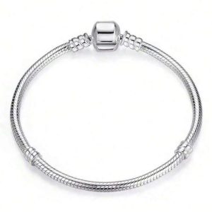 Stainless steel Pandora-style bracelet -18cm Silver