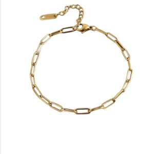 Stainless Steel 4mm Paperclip chain bracelet - Gold