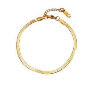 Stainless Steel 4mm flat snake chain bracelet - Gold